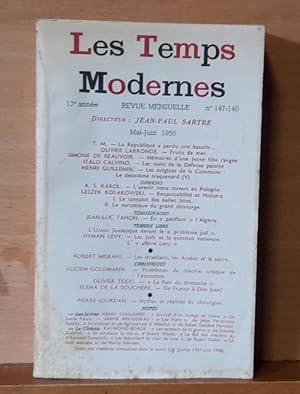 Les Temps Modernes, 13e année no. 147-148 Mai-Juin 1958 (Revue Mensuelle)