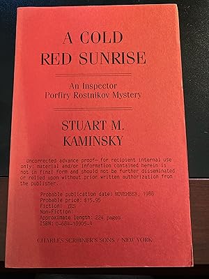 A Cold Red Sunrise, (Inspector Rostnikov Series #5), Uncorrected Advance Proof