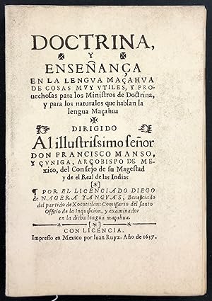 Bild des Verkufers fr Doctrina y enseana en la lengua maahua. zum Verkauf von Kaaterskill Books, ABAA/ILAB