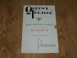 John Gielgud's Season Richard II by William Shakespeare Programme October 1937
