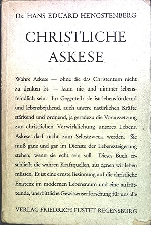 Immagine del venditore per Christliche Askese : Eine Besinnung auf christl. Existenz im modernen Lebensraum. venduto da books4less (Versandantiquariat Petra Gros GmbH & Co. KG)