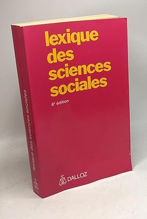 Immagine del venditore per Lexique des sciences sociales venduto da crealivres