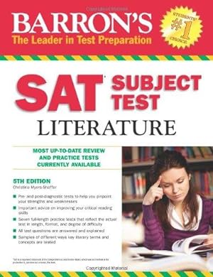Bild des Verkufers fr Barron's SAT Subject Test: Literature, 5th Edition (Barron's SAT Literature) zum Verkauf von WeBuyBooks