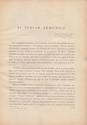 Imagen del vendedor de EL PENSAR ARMONICO (EXTRAIDO ORIGINAL DEL AO 1943, ESTUDIO COMPLETO TEXTO INTEGRO) a la venta por Libreria 7 Soles
