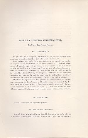 Seller image for SOBRE LA ADOPCION INTERNACIONAL (EXTRAIDO ORIGINAL DEL AO 1963, TEXTO INTEGRO) for sale by Libreria 7 Soles