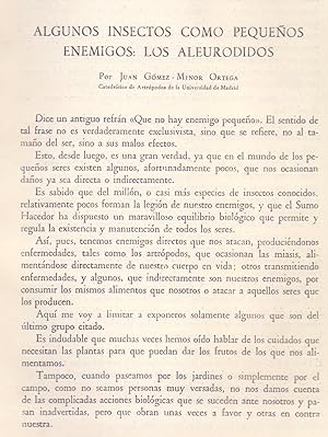 Seller image for ALGUNOS INSECTOS COMO PEQUEOS ENEMIGOS: LOS ALEURODIDOS (EXTRAIDO ORIGINAL DEL AO 1953, TEXTO INTEGRO) for sale by Libreria 7 Soles