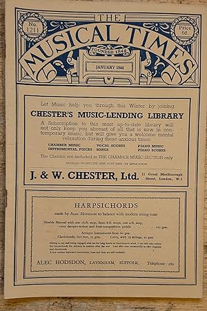 Imagen del vendedor de The Musical Times and Singing-Class Circular, January 1944. No. 1211. Vol. 85 a la venta por Shore Books