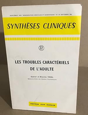 Seller image for Les troubles caractriels de l'adulte for sale by librairie philippe arnaiz