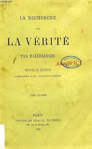 Bild des Verkufers fr De la recherche de la verite, tome ii zum Verkauf von JLG_livres anciens et modernes