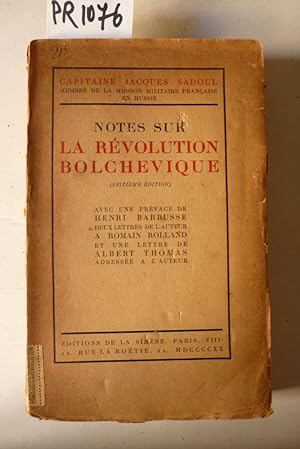 Notes sur la révolution bolchevique, octobre 1917- Juille 1918