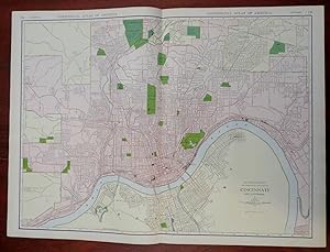 Cincinnati Ohio Covington Newport Ohio River Rand McNally large city plan map