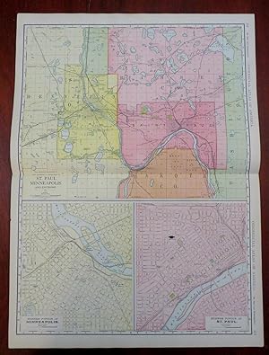 Minneapolis & St. Paul Minnesota Twin Cities 1912 Rand McNally city plan map