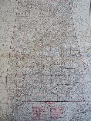 Alabama Railroads Birmingham Mobile 1901 Rand McNally large transportation map