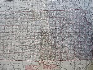 Kansas Railroads Wichita Topeka 1901 Rand McNally large transportation map