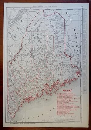 Maine Railroads Portland Augusta 1901 Rand McNally large transportation map