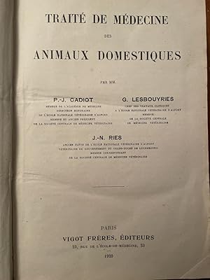 Imagen del vendedor de Trait de mdecine des animaux domestiques a la venta por Librairie des Possibles