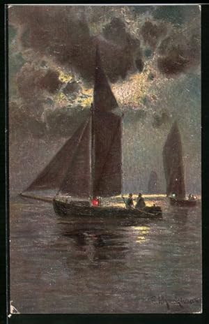Bild des Verkufers fr Knstler-Ansichtskarte Degi Nr. 381: Meeresleuchten von P. Schreckhaase, lgemlde-Imitations-AK zum Verkauf von Bartko-Reher