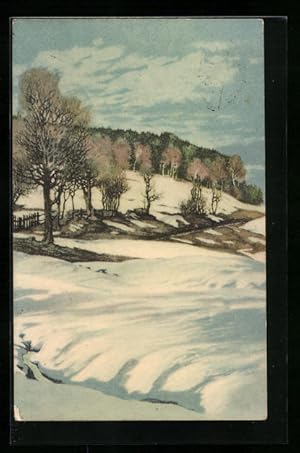 Bild des Verkufers fr Knstler-Ansichtskarte Friedrich Iwan: Riesengebirge, Schneeschmelze zum Verkauf von Bartko-Reher