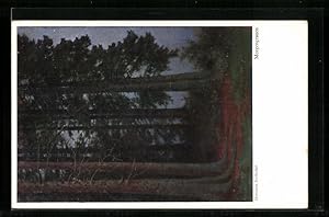 Bild des Verkufers fr Knstler-Ansichtskarte Hermann Rdishli: Wald im Morgengrauen zum Verkauf von Bartko-Reher