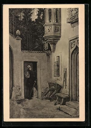 Bild des Verkufers fr Knstler-Ansichtskarte Carl Spitzweg: Moritz von Schwind, Abschied im Morgengrauen zum Verkauf von Bartko-Reher