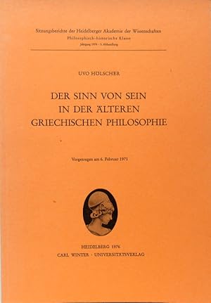 Bild des Verkufers fr Der Sinn von Sein in der lteren griechischen Philosophie. Vorgetragen am 6. Februar 1971. zum Verkauf von Antiquariat Richart Kulbach