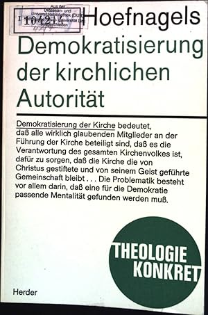 Imagen del vendedor de Demokratisierung der Kirchlichen Autoritt. a la venta por books4less (Versandantiquariat Petra Gros GmbH & Co. KG)