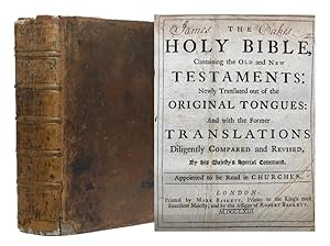 Bild des Verkufers fr [1763 Mark Baskett Quarto] THE HOLY BIBLE, Containing the Old and New Testaments: and with the Former Translations Diligently Compared and Revised, by His Majesty's Special Command. Appointed to be Read in Churches zum Verkauf von Arches Bookhouse