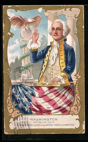 Bild des Verkufers fr Prge-Ansichtskarte Washington taking the Oath as first President of the United states of America zum Verkauf von Bartko-Reher