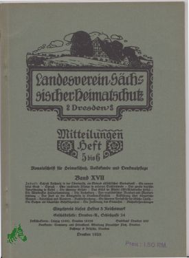 Image du vendeur pour Mitteilungen Heft 5 bis 6, Band XVII, 1928 mis en vente par Antiquariat Artemis Lorenz & Lorenz GbR
