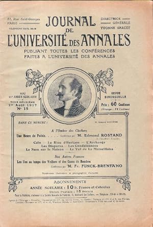 Journal de l'Université Des Annales Publiant toutes Les Conférences . Tome 2 , n° 15 - 1er Août 1...