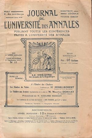 Journal de l'Université Des Annales Publiant toutes Les Conférences . Tome 2 , n° 17 - 1er Septem...