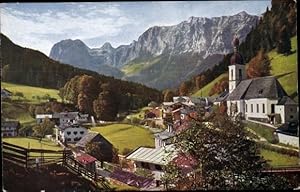 Ansichtskarte / Postkarte Ramsau im Berchtesgadener Land Oberbayern, Teilansicht vom Ort, Kirche,...