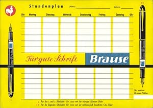 Bild des Verkufers fr Stundenplan Brause Patronenfller, fr gute Schrift, Weltkarte um1960 zum Verkauf von akpool GmbH