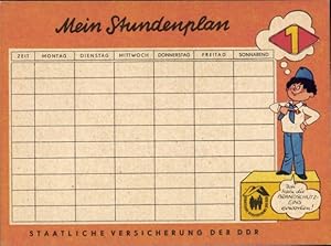 Stundenplan DDR Staatliche Versicherung, Brandschutzversicherung, Bildergeschichte um 1970
