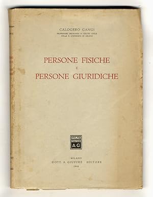 Imagen del vendedor de Persone fisiche e persone giuridiche. a la venta por Libreria Oreste Gozzini snc