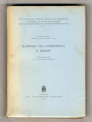 Rapporti tra competenza e merito. Presentazione di Giovanni Pavanini.