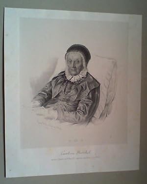 Caroline Herschel (1750 - 1848), Porträt. Lithographie auf aufgewalztem China, "n.[ach] d.[em] Le...