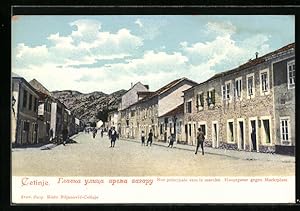 Ansichtskarte Cetinje, Strasse Hauptgasse gegen den Marktplatz