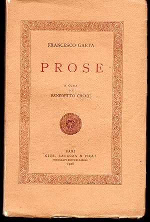 Imagen del vendedor de Prose A cura di Benedetto Croce a la venta por Libreria Tara