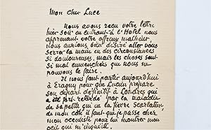 Lettre autographe signée inédite adressée à Maximilien Luce
