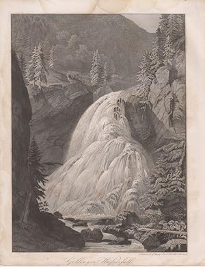 Gollinger Wasserfall. Golling. Salzburg. Salzach-Tal. (Stahlstich von 1848).