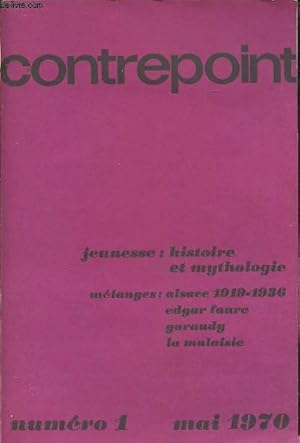 Image du vendeur pour Contrepoint n1 Mai 1970 - Jeunesse - Rptitions et diffrences - Les ges de la vie - Les jeunes et la rvolution en Occident - Rflexions sur l'agitation de la jeunesse - Pourquoi la jeunesse moderne est anti-culturelle - La rvolution du nihilisme - L mis en vente par Le-Livre