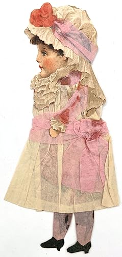 Handmade - Cut Out Paper Doll Dressed in Crepe Paper - Fanciful in Pink No. 1