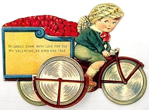 Cupid Riding Bike with Cart of Hearts