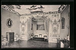 Bild des Verkufers fr Ansichtskarte Ansbach, Knigliches Schloss, Schlafzimmer der Markgrfin zum Verkauf von Bartko-Reher