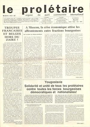 Le Prolétaire - organe du parti communiste international. N° 412 - Août-Sept.-Oct. 1991.