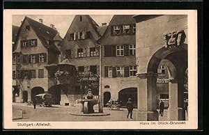 Bild des Verkufers fr Ansichtskarte Stuttgart-Altstadt, Hans im Glck-Brunnen zum Verkauf von Bartko-Reher