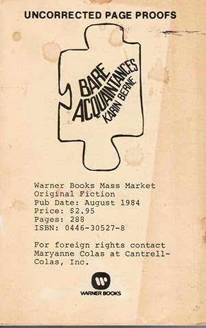 Bare Acquaintances (Uncorrected Page Proofs)