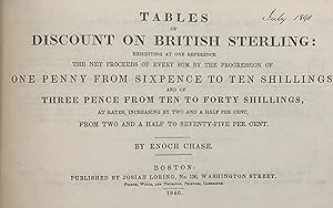 TABLES OF DISCOUNT ON BRITISH STERLING: Exhibiting at One Reference the Net Proceeds of Every Sum...