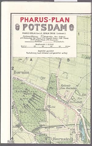 Pharus-Plan Potsdam. Mit Verzeichnis der Strassen, Brücken u. Plätze. Maßstab 1:16840. Nachdruck ...